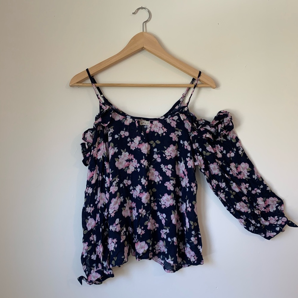 Hollister Ruffle Cold Shoulder Top
